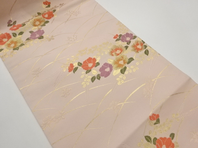 JAPANESE NAGOYA OBI / WOVEN CAMELLIA